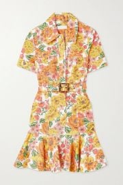 Poppy belted ruffled floral-print linen mini dress at Net a Porter