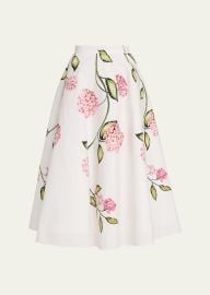 Porcelain Flower Cotton Poplin Midi Skirt at Bergdorf Goodman