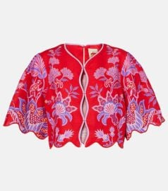 Porcelain Garden floral linen blouse at Mytheresa