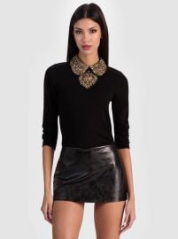 Porla Collared Sweater In Black Alice Olivia at Alice + Olivia