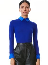 Porla Collared Sweater In Royalty Alice And Olivia at Alice + Olivia