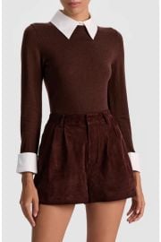 Porla Collared Wool Blend Mixed Media Sweater at Nordstrom