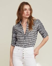 Porta Crinkled Plaid Shirt at Veronica Beard