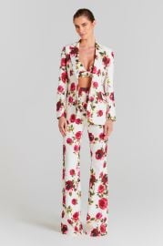 Portia White Floral Pants NADINE MERABI at Nadine Merabi