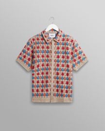 Porto Shirt Multi Splash Crochet vert Wax London at Wax London