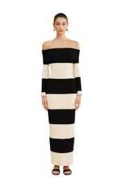 Posse Theo Off The Sholuder Dress - Black Stripe Garmentory at Garmentory