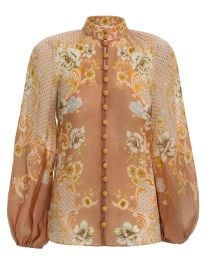 Postcard Lantern Blouse Swirl Floral Tan Online   at Zimmermann