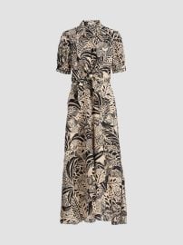 Poupette St Barth Eren Leaf-Print Cotton Tie-Waist Maxi Dress | Saks Fifth Avenue at Saks Fifth Avenue