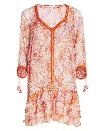 Poupette St Barth Nava Ruffled Poncho Mini Dress in multi reg at Intermix