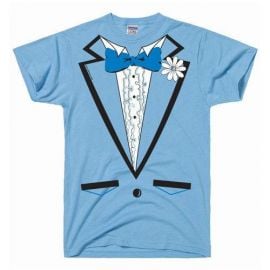 Powder Blue Vintage Tuxedo Tux T Shirt by DirtyRagz at Amazon