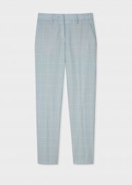 Powder Blue Windowpane Check Loro Piana Wool Pants at Paul Smith