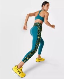 Power UltraSculpt High Waist 78 Workout Leggings Colour Block - Blue Pixel Leopard Print Womenx27s Leggings Sweaty Betty at Sweaty Betty