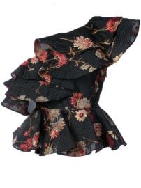 Prabal Gurung Floral One Shoulder Ruffled Top at Farfetch