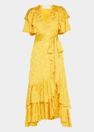 Prabal Gurung Floral Ruffled Midi Wrap Dress - at Bergdorf Goodman