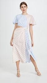 Prabal Gurung Gingham w  CascAde and Cutout Detail at Shopbop