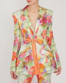 Prabal Gurung Linen Shal Floral Tie Waist Blazer at 1st Dibs