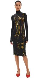 Prabal Gurung Long Sleeve Turtleneck Dress Black Multi S at Shopbop