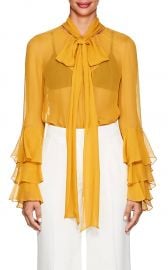 Prabal Gurung RUFFLED SILK CHIFFON BLOUSE at Barneys