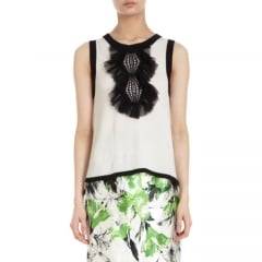 Prabal Gurung Ruffled Crochet Front Sweater Vest at Barneys