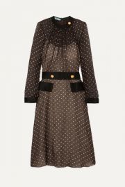 Prada - Belted polka-dot chiffon midi dress at Net A Porter