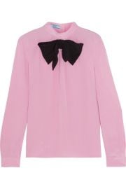 Prada   Bow-embellished silk crepe de chine blouse at Net A Porter