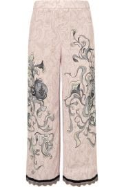 Prada   Cropped chain-trimmed printed crepe straight-leg pants at Net A Porter