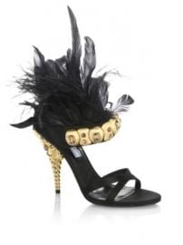 Prada - Jeweled Feather-Trim Satin Sandals at Saks Fifth Avenue