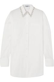 WornOnTV: Sharon’s white embellished collar blouse on The Talk | Sharon ...