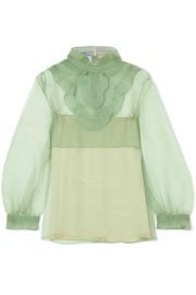 Prada   Ruffled organza blouse at Net A Porter