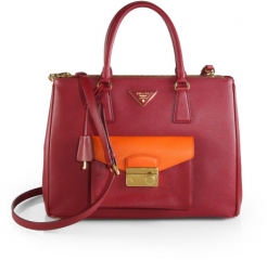 Prada - Saffiano Lux Bicolor Top-Handle Bag in Pink at Saks Fifth Avenue