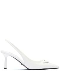 Prada 75mm Leather Slingback Pumps White at Farfetch