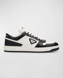 Prada Bicolor Leather Low-Top Court Sneakers at Neiman Marcus