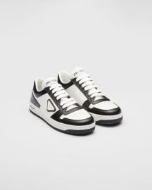 Prada Bicolor Leather Low Top Court Sneakers at Prada