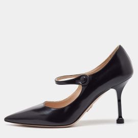 Prada Black Leather Pointed Toe Mary Jane Pumps Size 355 Prada TLC USA at The Luxury Closet