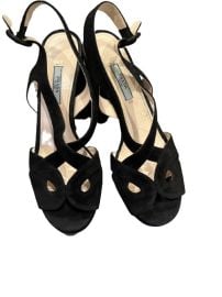 Prada Black Suede Platform Sandal Size 39 eBay at eBay