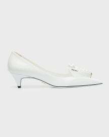 Prada Bouquet Leather Kitten-Heel Pumps at Neiman Marcus