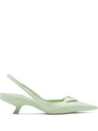 Prada Brushed Leather Slingback Pumps at Farfetch