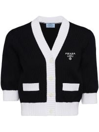 Prada Cropped Cotton Cardigan Black at Farfetch