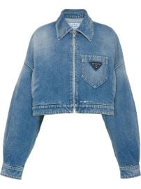 Prada Cropped organic-denim Jacket Blue at Farfetch