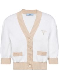 Prada Cropped two-tone Cotton Cardigan - at Farfetch