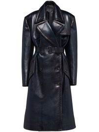 Prada Double breasted leather trench coat at Farfetch