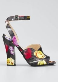 Prada Duchesse Little Flowers Sandals - at Bergdorf Goodman