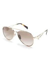 Prada Eyewear enamel-triangle pilot-frame Sunglasses - at Farfetch