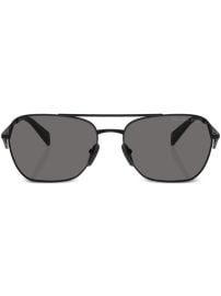 Prada Eyewear triangle-logo Pilot Sunglasses Black at Farfetch