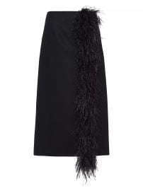 Prada Feather Trimmed Wool Midi Skirt at Saks Fifth Avenue