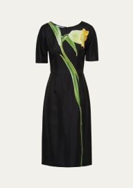 Prada Flower Twill Dress - at Bergdorf Goodman