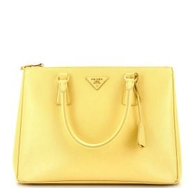Prada Galleria Double Zip Tote Saffiano Leather Medium Yellow 2778331 at Rebag