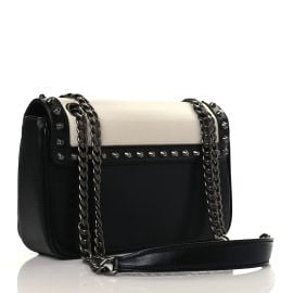 Prada Glace Calfskin Studded Crossbody White Black 1133518 FASHIONPHILE at Fashionphile