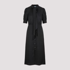 Prada Jacquard Silk Midi Dress With Scarf Detail at Prada