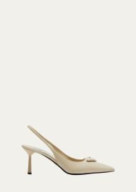 Prada Leather Padded Logo Slingback Pumps - at Bergdorf Goodman